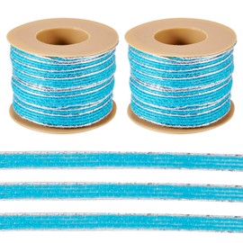 FASHEWELRY - Cinta de arpillera turquesa de 21.87 yardas, cinta de yute de tela de 1/4 pulgadas, cinta de borde dorado con alambre para lazos, coronas, manualidades, ramo de flores, envoltura de