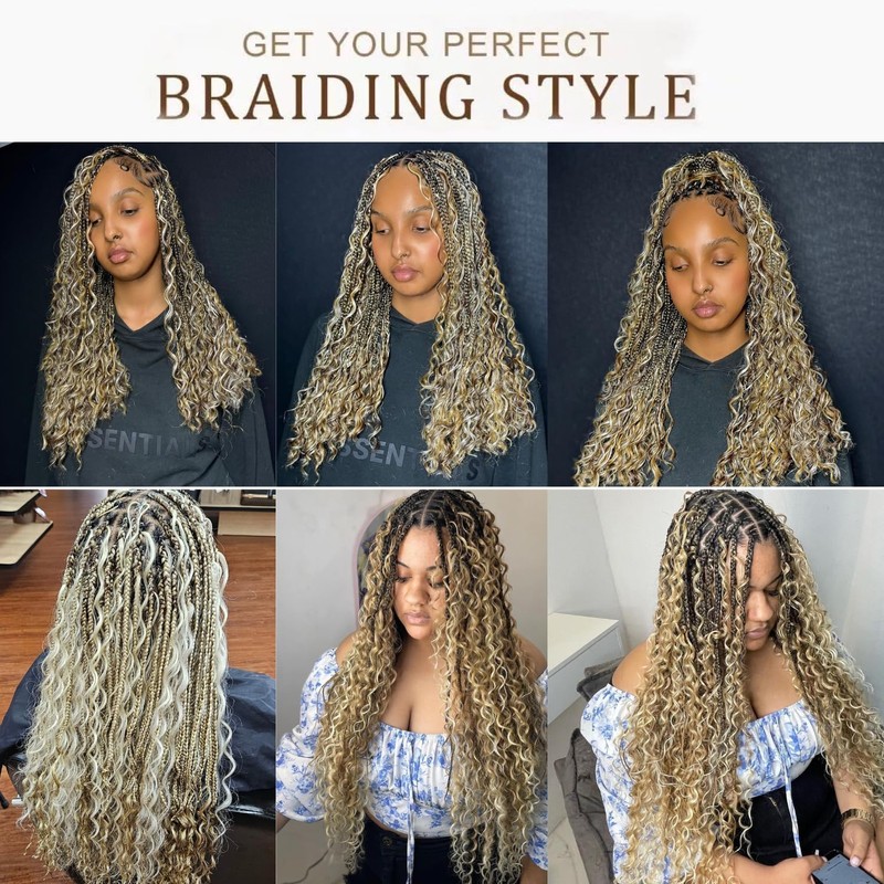 Syrenlore Highlighted Multi-Blonde Braiding Human Hair for Boho Knotless Braids,