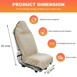 ZNDAW Waterproof Sweat Towel Car Seat Cover, Sweatproof Non-Slip Auto Seat Cover for Post Gym Workout, Running, Swimming, Beach, Universal Seat Protector for Car, SUV, Trucks, Sedan (Beige)