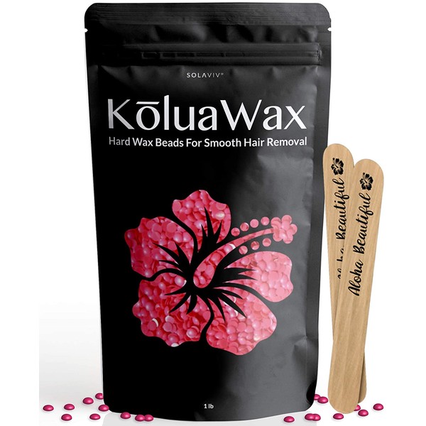 Hard Wax Beans for Hair Removal (All In One Body Formula) Our Versatile Pink Best Loved by KoluaWax for Face, Bikini, Legs, Underarm, Back, Chest. Large Refill Pearl Beads for Wax Warmer Kit.