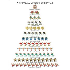 Football Lover's Christmas - 12 Days of Christmas Box of 15 Allport Christmas Cards