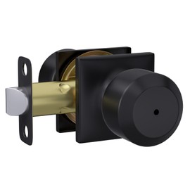 Haidms Matte Black Door Knobs Interior, Round Privacy Door Knob keyless (Thumb Turn Lock on The Inside) Ball Door Knob for Bedroom Bathroom 1 Pack