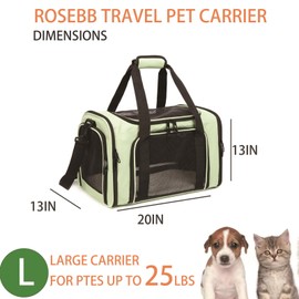 Cat Carrier Dog Carrier Pet Carriers for Medium Small Cats Dogs Puppies up to 15 Lbs,TSA Airline Approved Small Dog Cat Carriers Soft Sided,Collapsible Travel Puppy Carrier (Green, Large)