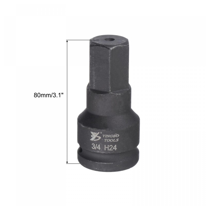 uxcell 24mm Impact Hex Bit Socket, 3/4" Drive 100mm Length
