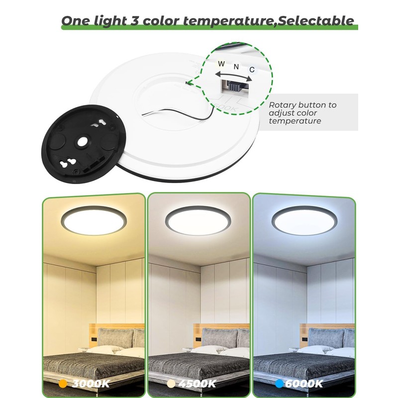 zemty Black LED Flush Mount Ceiling Light - 12 Inch