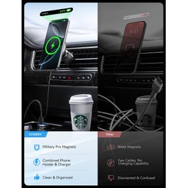 UPTOHIGH for 15W Magsafe Car Mount Charger, [Vibrant LED Decoration] Wireless Car Charger, Magnetic Phone Holder Mount for Air Vent, Phone Holders for Your Car Compatible iPhone 15/14/13/12 Series