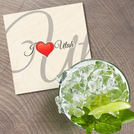 Unbranded I Love Utah USA Travel 4'' X 4'' Square Wooden Coaster