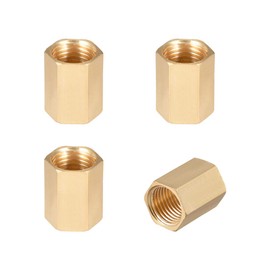 sourcing map Brass Pipe Fitting, 1/4 Inch G Female Thread, Straight Bar, Pipe Fitting de Pack of 4