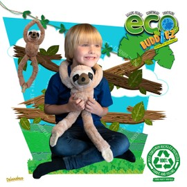 EcoBuddiez Tree Huggers - Sloth from Deluxebase. 28 inch Hanging Stuffed Animals Made from Recycled Plastic Bottles. Eco-Friendly Cuddly Plush Toy and Perfect Cuddly Gift for Kids.