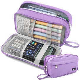 Pencil Case Big Capacity Pen Pouch Large Storage Holder Marker Pen Bag Durable 3 Compartment School Office Desk Organizer Portable Cute Zipper Stationery for Kids Teen Student Boys Girls Adults
