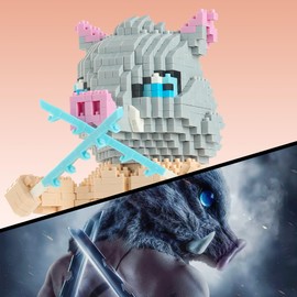 MACTANO Anime Demon Figure Micro Mini Building Set Slayer Hashibira Inosuke Building Block Toy for Adult-1123pcs