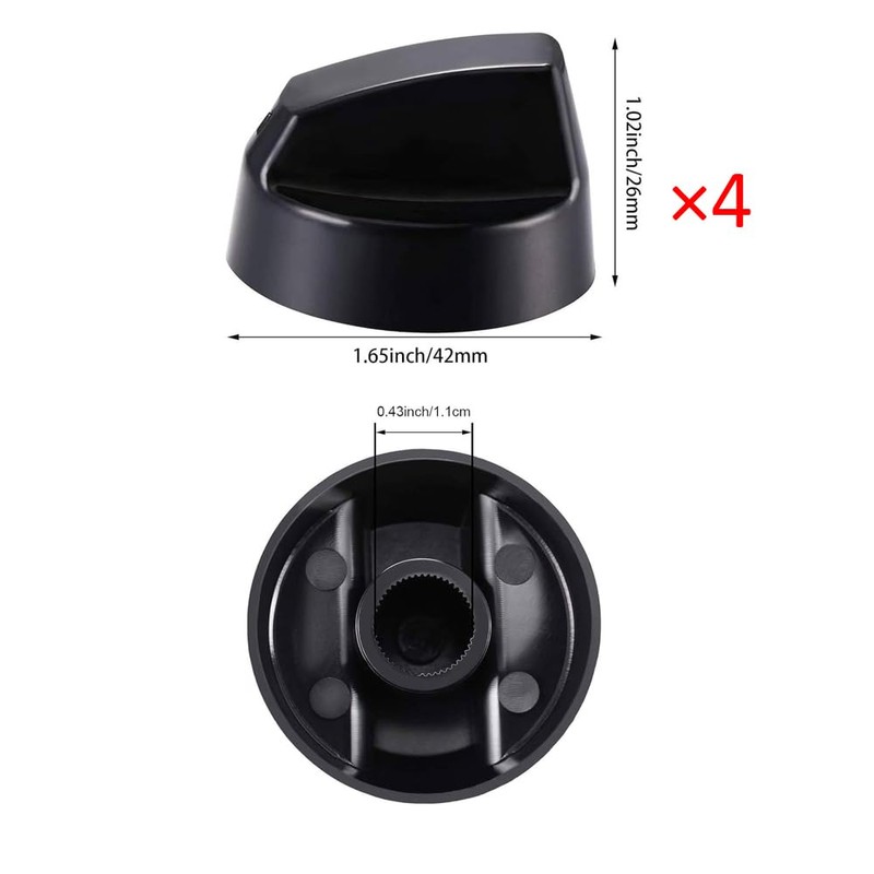 4-Pack Universal Oven/Stove/Range Control Knobs Replacement Kit with 12 Adapters