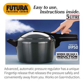 Futura 5-Litre Hard Anodized Induction Compatible Pressure Cooker, Small, Black