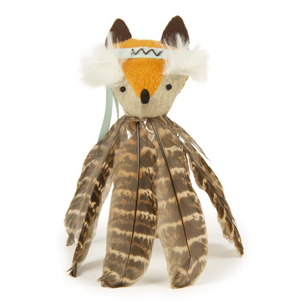 SmartyKat Toss-A-Fox Feather Toss & Chase Cat Toy, Randomly Selected Color - Brown OR White, One Size