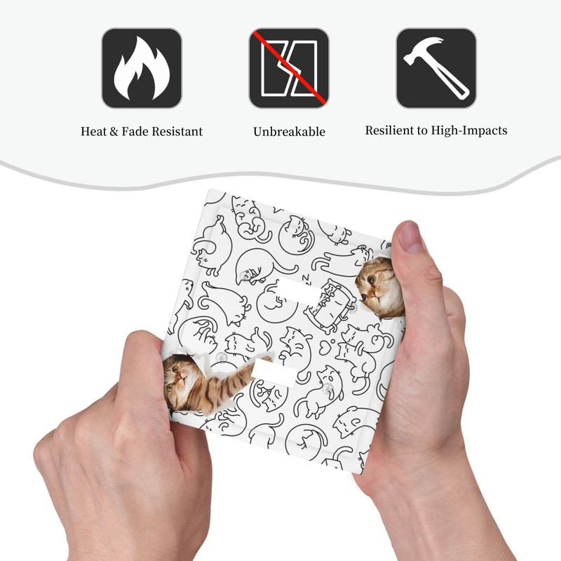 Funny Cute Cat 2 Set Double Switch Light Switch Cover