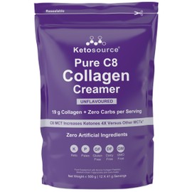 Ketosource Pure C8 Collagen Creamer | Mixes Easily Without Clumping | Keto MCT Coffee Creamer with Keto Collagen Powder | Zero Artificial Ingredients | 500g | Ketosource?