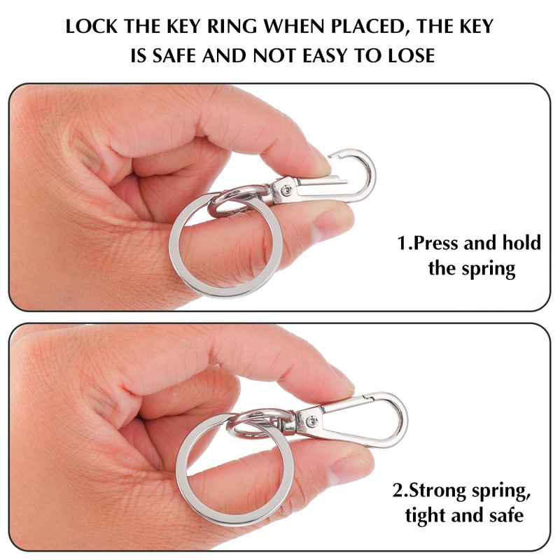 TIESOME Metal Keyring Carabiner Hook Clip, 4 Pieces Key Ring