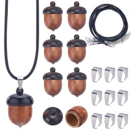 SUNNYCLUE Wooden Acorn Nut Box Pendant Disconnectable Camel Wood Acorn Charms Travel Pill Case Autumn Detachable Christmas Pendant for DIY Christmas Gift Jewelry Making Car Pendant Decorations
