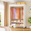 ULIFHOME P6C Plus Rolling Clothes Rack with Cover, Covered Clothing