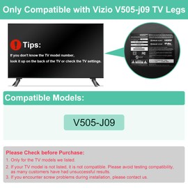 Base Stand Only for Vizio TV Legs V505-J09 We Listed, Not for Other Models, Only for Vizio TV Replacement Stand We Listed wr Screws Set and Instructions, Easy to Install