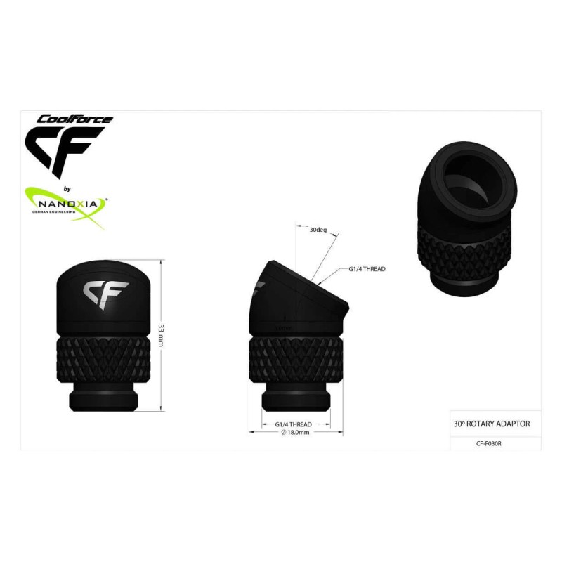 CoolForce 30 Degree Angled Rotary Fitting Adapter G1/4 Threaded