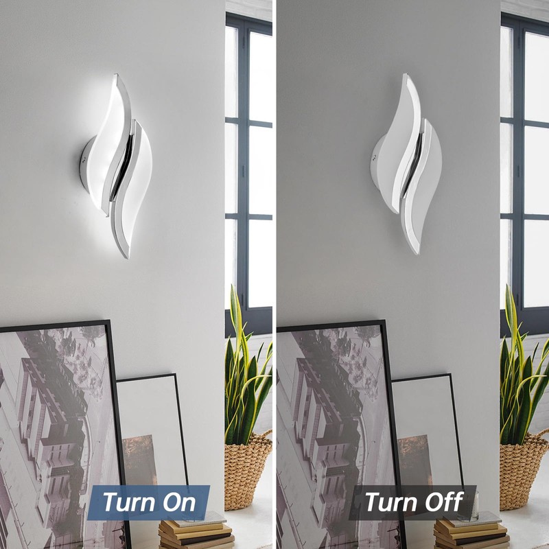CANEOE Modern LED Wall Sconce 6000K Cold White Chrome Indoor
