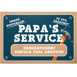 DankeDir! Papa's Service - Father Sign Papa's Workshop Gift Idea Birthday Gift Wall Decoration Workshop Garage Decoration House 30 x 20 cm Plastic Wall Mounting Rectangular