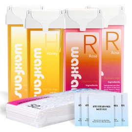 Waxfans Roll On Wax Roller (4 Packs) - Depilatory Hair Removal for Body, Legs, Arms - 3.53 Ounce Refills