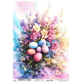 Josys Bastelmärchen Rice Paper DIN A4 Straw Silk Decoupage Easter Bouquet Easter Eggs RE7524