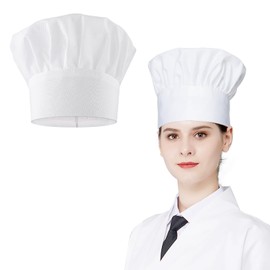 NVTRSD Cooking Chef Hat, Adult Unisex Chef's Hat, Adjustable Chef's Hat, Chef Hats, Cotton Chef's Hats, Professional Chef's Hat for Restaurant, Cooking, BBQ, Baking, White, White