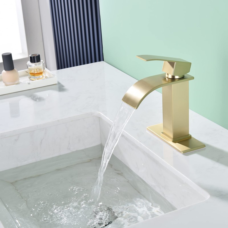 JXMMP Waterfall Faucet for Bathroom Sink, Single Hole Bathroom Faucet