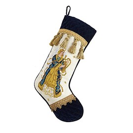 Peking Handicraft 31SJM8589MC Angel Needlepoint Stocking Velvet Cuff and Toe, 11x18