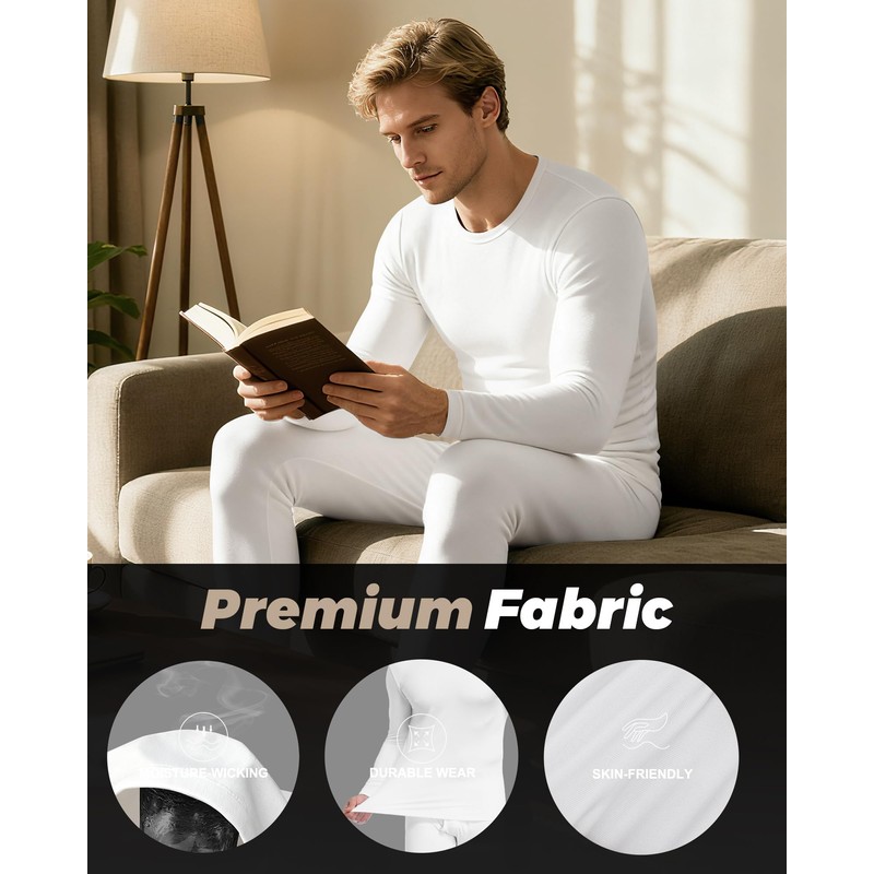 WEERTI Thermal Underwear for Men Long Johns with Fleece Lined