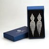 CHRAN Silver Rhinestone Long Tassels Dangle Chandelier Earrings Jewelry Size