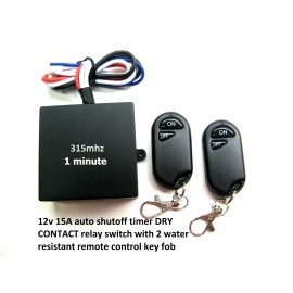MSD-INC 12V switch 15A 1 minute auto shutoff relay with 2 wireless remote control