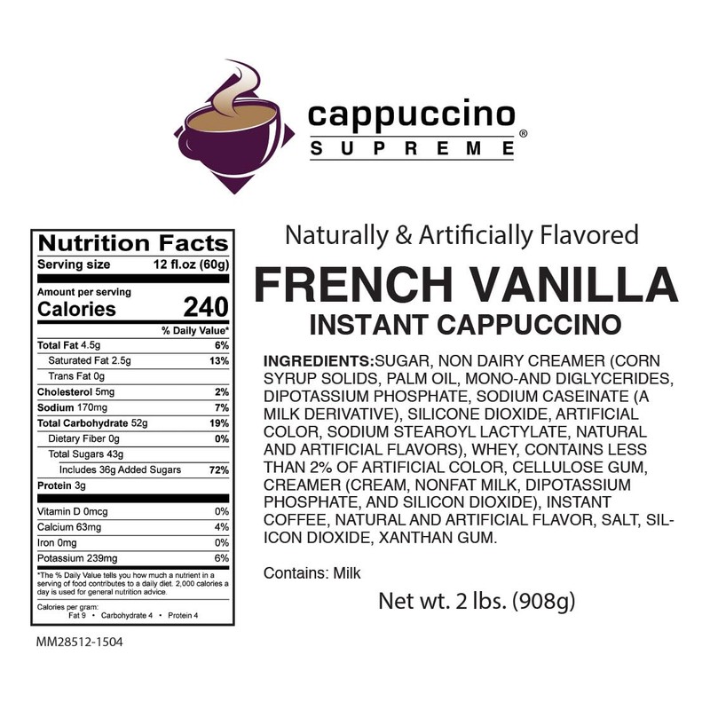 Cappuccino Supreme 2 lb bag French Vanilla Instant Cappuccino Mix