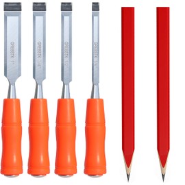 GREBSTK 4 Piece Professional Wood Chisel Tool Sets Sturdy Chrome Vanadium Steel Chisel Woodworking Tools, 1/4 inch,1/2 inch,3/4 inch,1 inch