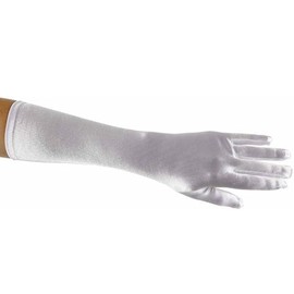 Showstopper Shiny Satin Elbow Length Gloves for Girls (White, 8-12)