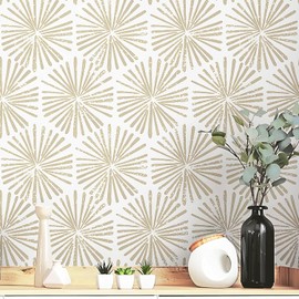 Safiyya 590"x17.3" Peel and Stick Wallpaper Boho Contact Paper Modern Self Adhesive Removable Wall Paper Beige Geometric Wallpaper for Bedroom Covering Vinyl Rolls