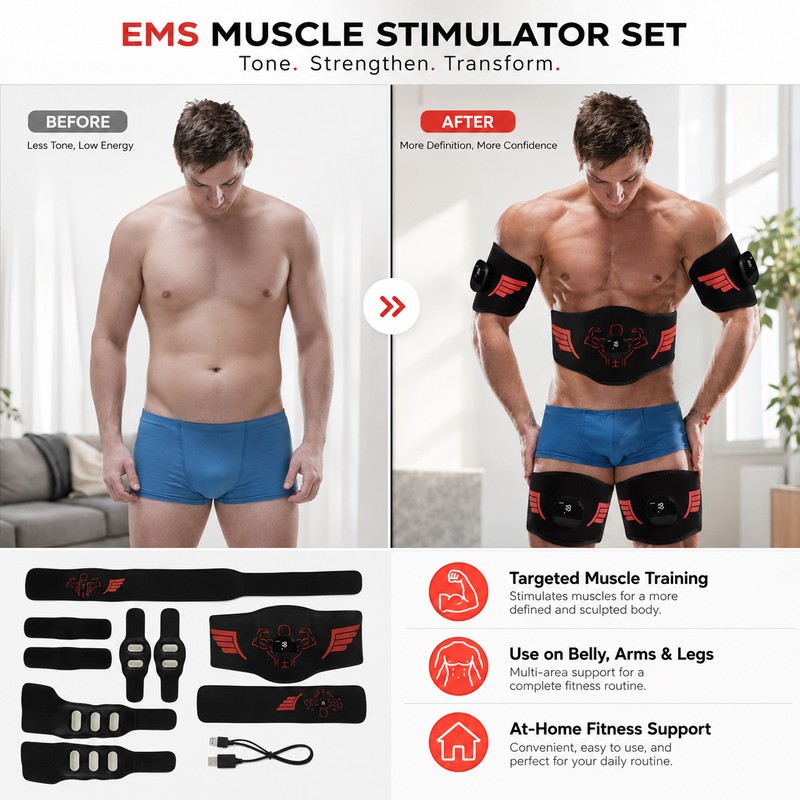 EMS Muscle Stimulator Belt for Massage & Relaxation – Adjustable