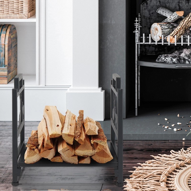 Sking Firewood Rack Holder Metal Outdoor Indoor Log Storage Bin