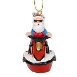 Santa Riding Jet Ski with Mrs Claus Christmas Tree Water Sport Ornament