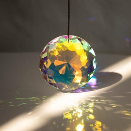 75 mm Round Bauhinia Crystal Prisms Hanging Prism Crystal Sun Catcher Rainbow Maker Chandelier Crystal Pendant Ornaments Hanging Decoration Crystal Pendant for Window Decoration Garden House