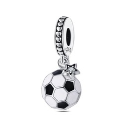 LNQOBU Hand of Fatima Charms Pendant 925 Sterling Silver Sports Football Charms for Bracelets Necklace Compatible with European Bracelets, Cubic Zirconia