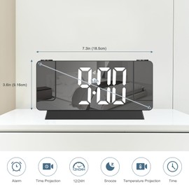 Ankilo Projection Alarm Clock, Alarm Clock Bedside with Time & Temperature Projections, 180° Rotatable Projector, USB Charging,12/24H,Snooze, Loud Alarm Projector Clock for Bedroom Decer