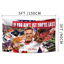 If You Ain't 1st First You're Last Flag for Talladega Nights Ricky Bobby，3x5 Feet Flag Funny Poster Durable Man Cave Wall Flag with Brass Grommets This beautiful entertaining banner flag for College