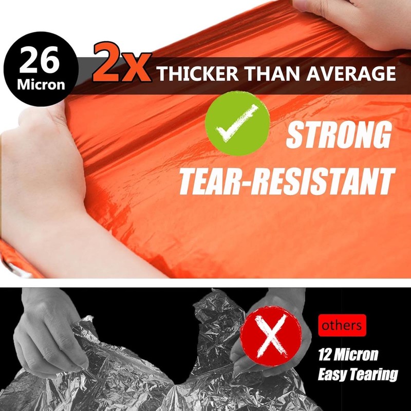 Frelaxy Extra-Thick Emergency Tent, Compact Survival Tent with Whistle, Upgraded