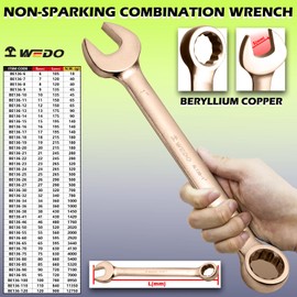 WEDO Non-Sparkling Combination Spanner 8 mm Length 120 mm Non-Magnetic Combination Spanner Corrosion Resistant BAM/FM Certificate DIN Standard