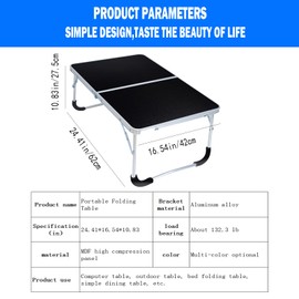 Utdfbwq Portable Folding Table, Small Outdoor Folding Table, Folding Beach Table, Laptop Table, Suitable for Outdoor Travel, Camping, Beach, Barbecue, Picnic, Party, Patio, Etc. (Black)