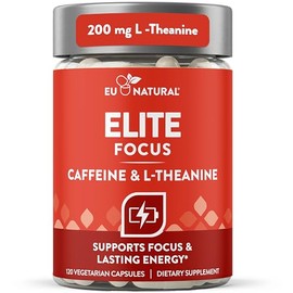 Eu Natural Cpsulas de Cafena con L-Teanina, Suplemento Alimenticio para Rutina Diaria, 60 Cpsulas Vegetarianas                                        